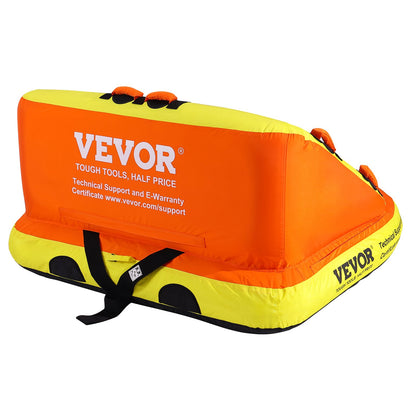 Boating Tow Tube, 1-2 Rider Inflatable Towable Tube with Deck Seats and Backrest, 340 lbs Water Sports Tube for Boat to Tow, Full Nylon Cover, EVA Grip Handle and Speed Safety Valve