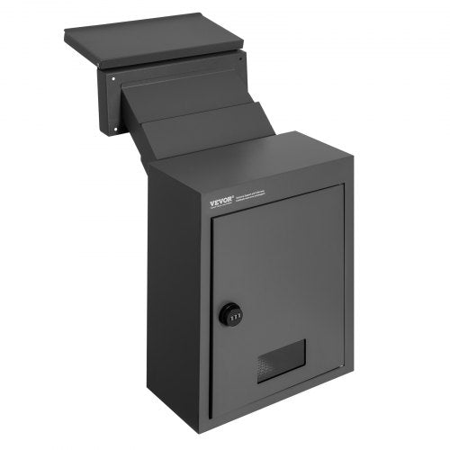 Through The Wall Drop Box, Heavy Duty Steel Through the Wall Mailbox with 2.8-7.9" 13" Combination Lock, 12.5x6.3x16.9" Mail Drop Box, Black