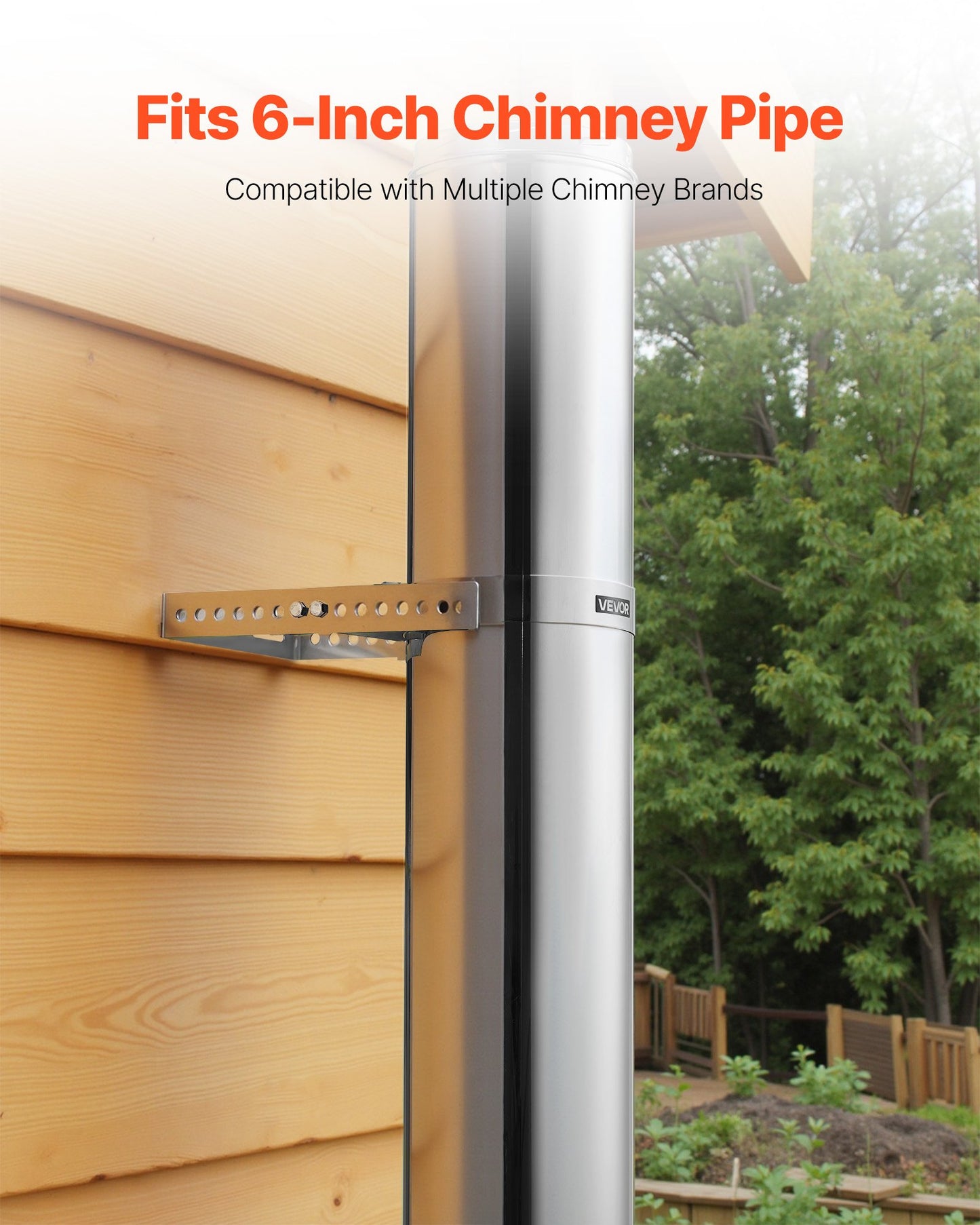 Adjustable Wall Bracket for 6 inch Diameter Chimney Pipe, 304 Stainless Steel Through the Wall Mounting Kit, Multi-Purpose Heavy-Duty Support for Chimney Drain Pipes,Plastic Ventilation Ducts