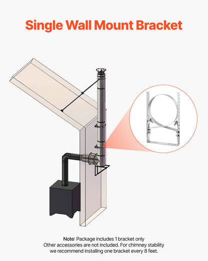 Adjustable Wall Bracket for 6 inch Diameter Chimney Pipe, 304 Stainless Steel Through the Wall Mounting Kit, Multi-Purpose Heavy-Duty Support for Chimney Drain Pipes,Plastic Ventilation Ducts