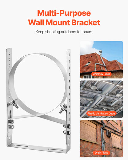 Adjustable Wall Bracket for 6 inch Diameter Chimney Pipe, 304 Stainless Steel Through the Wall Mounting Kit, Multi-Purpose Heavy-Duty Support for Chimney Drain Pipes,Plastic Ventilation Ducts