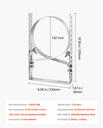 Adjustable Wall Bracket for 6 inch Diameter Chimney Pipe, 304 Stainless Steel Through the Wall Mounting Kit, Multi-Purpose Heavy-Duty Support for Chimney Drain Pipes,Plastic Ventilation Ducts