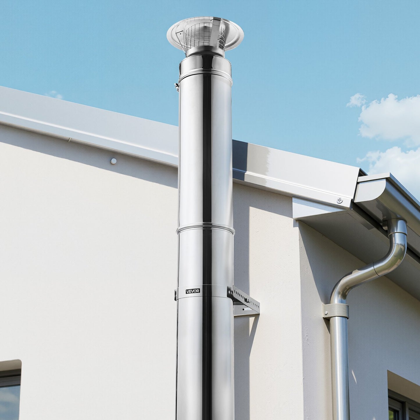 Adjustable Wall Bracket for 6 inch Diameter Chimney Pipe, 304 Stainless Steel Through the Wall Mounting Kit, Multi-Purpose Heavy-Duty Support for Chimney Drain Pipes,Plastic Ventilation Ducts