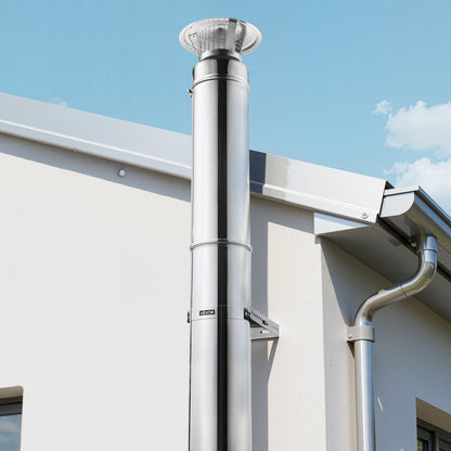 Adjustable Wall Bracket for 6 inch Diameter Chimney Pipe, 304 Stainless Steel Through the Wall Mounting Kit, Multi-Purpose Heavy-Duty Support for Chimney Drain Pipes,Plastic Ventilation Ducts