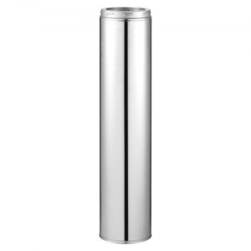 Double Wall Insulated Chimney Pipe, 6 x 36 inch Stainless Steel (Inner 316,Outer 304) Stove Straight Pipe, Easy Installation & Thick Insulation Cotton for Indoor and Outdoor, 1 Pack,Silver