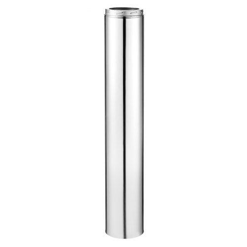 Double Wall Insulated Chimney Pipe, 6 x 48 inch Stainless Steel (Inner 316,Outer 304) Stove Straight Pipe, Easy Installation & Thick Insulation Cotton for Indoor and Outdoor, 1 Pack,Silver