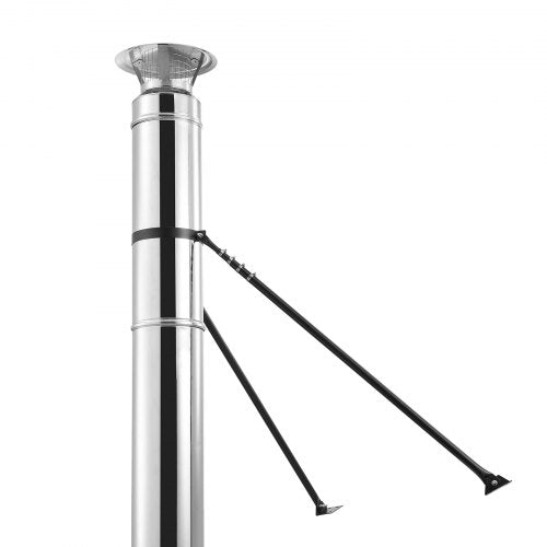 6 inches Extended Roof Bracket, Supports Chimney Stove Pipe for Stability, Mounting Brackets with Adjustable Legs, Steel with Powder Coating,Side/Top Mount Installation (No Rain Cap,Pipe)