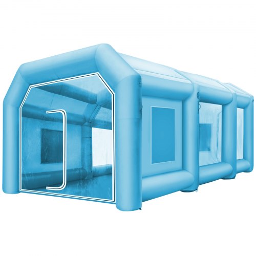 Inflatable Tent 26x15x10Ft Inflatable Spray Booth Tent Inflatable Paint Booth Tent Car Paint Booth Giant Workstation 210D Oxford Fabric with 2 Blowers | EU