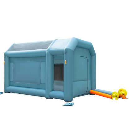 Portable Inflatable Paint Booth, 13 x 8 x 8 Feet Inflatable Spray Booth, Car Paint Tent with Air Filter System and 2 Blowers, Upgraded Spray Booth Tent, Car Paint Workstation Motorcycle Garage