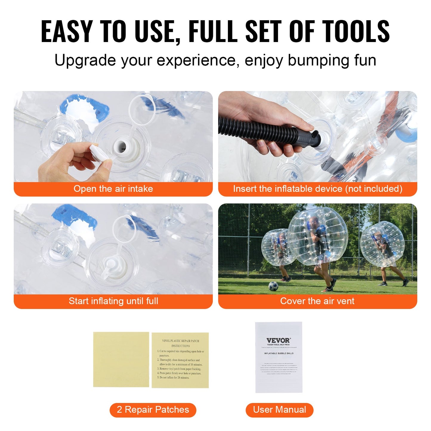 Aufblasbarer Bumper Ball, 1 Packung, 5 Fuß/1,5 m Body Sumo Zorb Bälle für Jugendliche und Erwachsene, 0,8 mm dicke PVC-Bubble-Bälle für menschliche Hamster für Teamspiele im Freien, Bumper Bopper-Spielzeug für Hof, Garten, Park