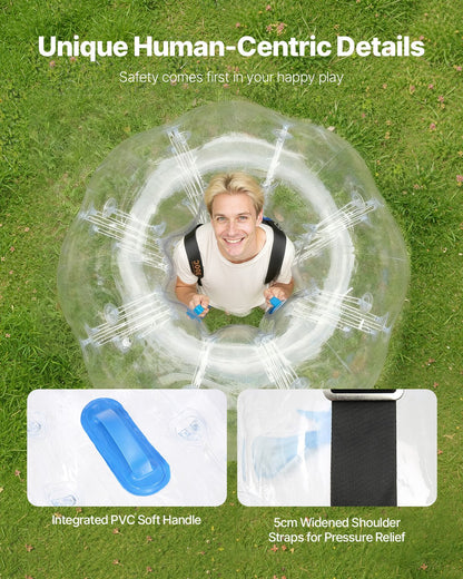 Inflatable Bumper Ball 1-Pack, 5FT/1.5M Body Sumo Zorb Balls for Teen & Adult, 0.8mm Thick PVC Human Hamster Bubble Balls for Outdoor Team Gaming Play, Bumper Bopper Toys for Garden, Yard, Park