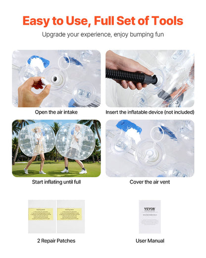 Inflatable Bumper Ball 1-Pack, 5FT/1.5M Body Sumo Zorb Balls for Teen & Adult, 0.8mm Thick PVC Human Hamster Bubble Balls for Outdoor Team Gaming Play, Bumper Bopper Toys for Garden, Yard, Park