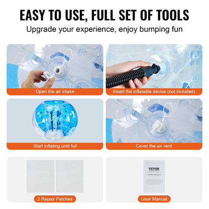 Aufblasbarer Bumper Ball, 1 Packung, 5 Fuß/1,5 m Body Sumo Zorb Bälle für Jugendliche und Erwachsene, 0,8 mm dicke PVC-Bubble-Bälle für menschliche Hamster für Teamspiele im Freien, Bumper Bopper-Spielzeug für Hof, Garten, Park