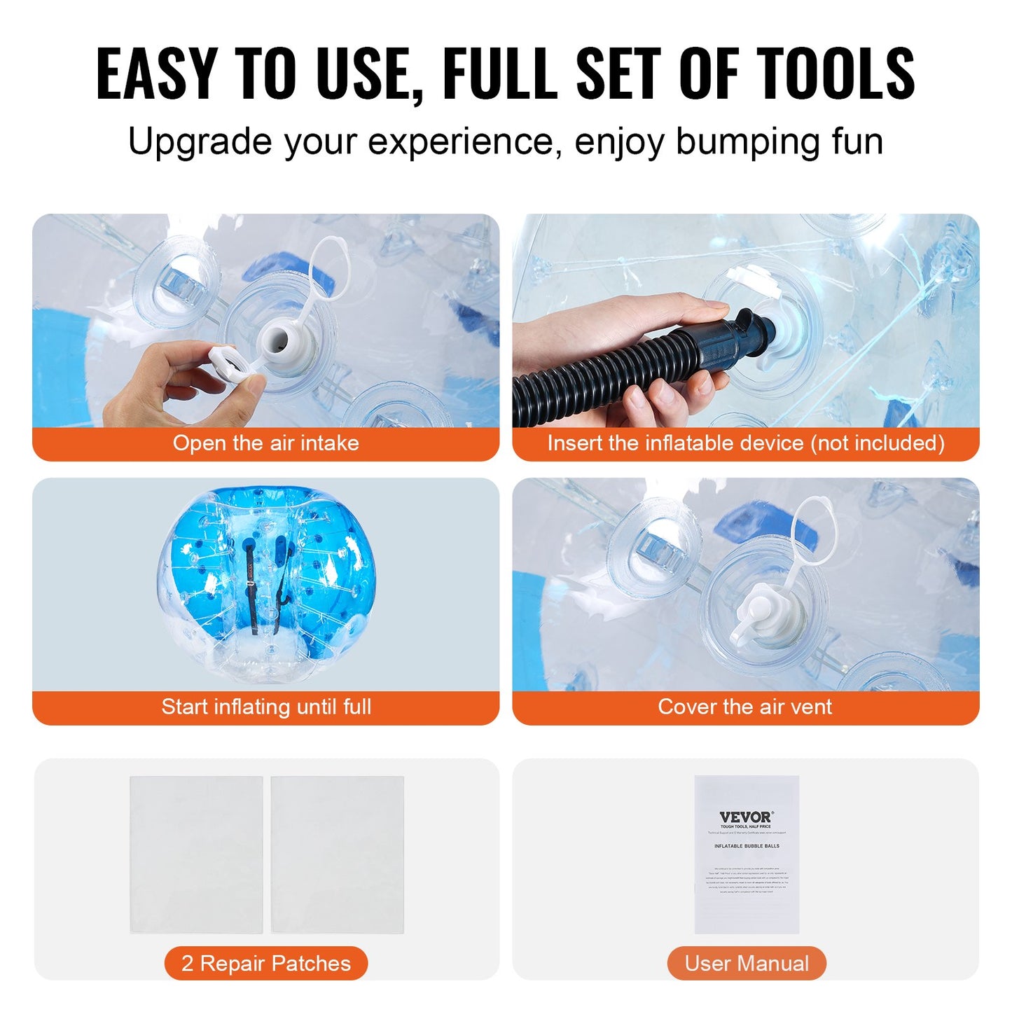 Uppblåsbara Bumper Balls 2-pack, 5FT/1,5M Body Sumo Zorb Balls för tonåringar och vuxna, 0,8 mm tjocka PVC Human Hamster Bubble Balls för utomhusspel i lagspel, Bumper Bopper Leksaker för trädgård, trädgård, park