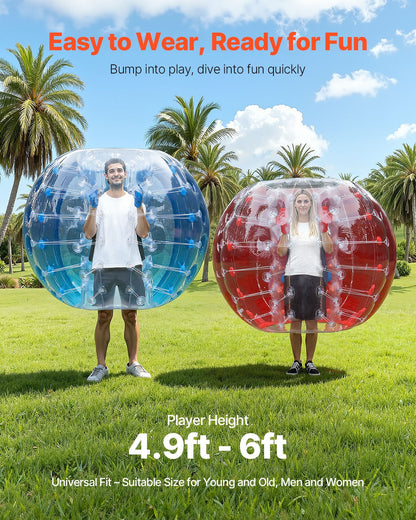 Inflatable Bumper Balls 2-Pack, 5FT/1.5M Body Sumo Zorb Balls for Teen & Adult, 0.8mm Thick PVC Human Hamster Bubble Balls for Outdoor Team Gaming Play, Bumper Bopper Toys for Garden, Yard, Park
