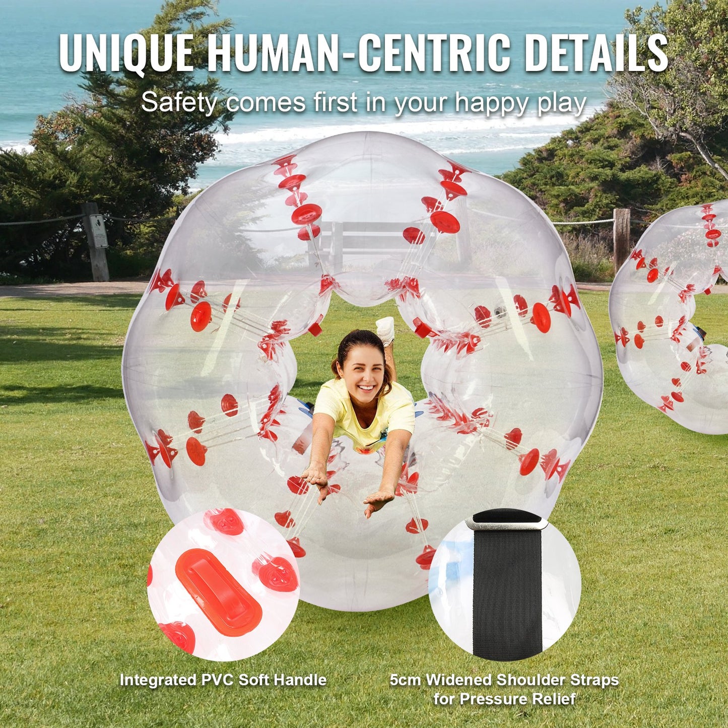 Aufblasbarer Bumper Ball, 1 Packung, 5 Fuß/1,5 m Body Sumo Zorb Bälle für Jugendliche und Erwachsene, 0,8 mm dicke PVC-Bubble-Bälle für menschliche Hamster für Teamspiele im Freien, Bumper Bopper-Spielzeug für Hof, Garten, Park