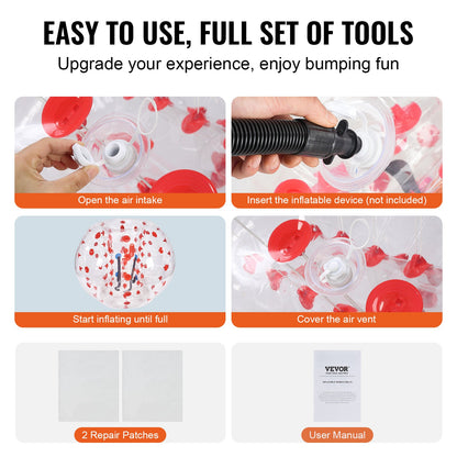 Aufblasbarer Bumper Ball, 1 Packung, 5 Fuß/1,5 m Body Sumo Zorb Bälle für Jugendliche und Erwachsene, 0,8 mm dicke PVC-Bubble-Bälle für menschliche Hamster für Teamspiele im Freien, Bumper Bopper-Spielzeug für Hof, Garten, Park