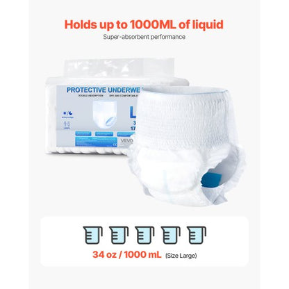 Inkontinenzunterwäsche für Erwachsene Schutzunterwäsche für Damen und Herren Größe L