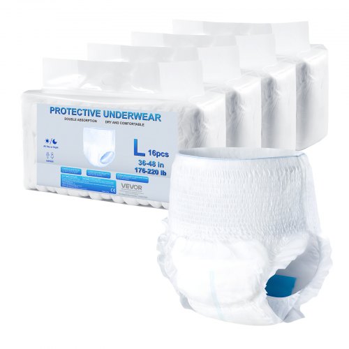 Adult Incontinence Underwear, High Absorbent Protective Underwear for Men & Women, Disposable Adult Pull-ups Diaper with Leakproof Leg Cuff & Wetness Indicator - L Size, 64 Count (4 Packs of 16)
