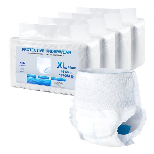 Adult Incontinence Underwear, High Absorbent Protective Underwear for Men & Women, Disposable Adult Pull-ups Diaper with Leakproof Leg Cuff & Wetness Indicator - XL Size, 64 Count (4 Pack of 16)