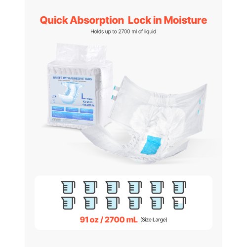 Adult briefs with adhesive tabs Incontinence briefs for men and women Size L