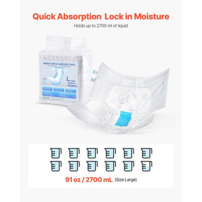 Adult briefs with adhesive tabs Incontinence briefs for men and women Size L