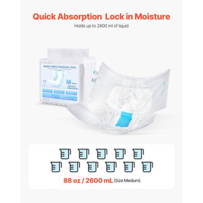 Adult briefs with adhesive tabs Incontinence briefs for men and women Size M