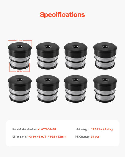 Body Mount Bushing Kit, Compatible with 2008-2016 F250 F350 Super Duty, 64 PCS Silicone Body Mount Kit, Quick Replacement, Durable Components for Improving Bumpy Driving Performance, Gray