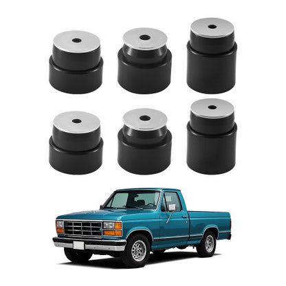 Body Mount Bushing Kit, Compatible with 1980-1998 Ford F150 F250 F350, 62 PCS Polyurethane Body Mount Kit, Quick Replacement, Durable Components for Improving Bumpy Driving Performance, Black