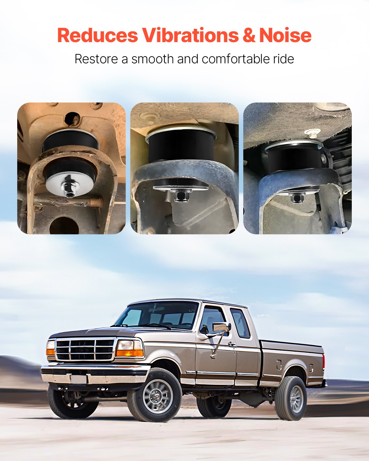Body Mount Bushing Kit, Compatible with 1980-1998 Ford F150 F250 F350, 62 PCS Polyurethane Body Mount Kit, Quick Replacement, Durable Components for Improving Bumpy Driving Performance, Black
