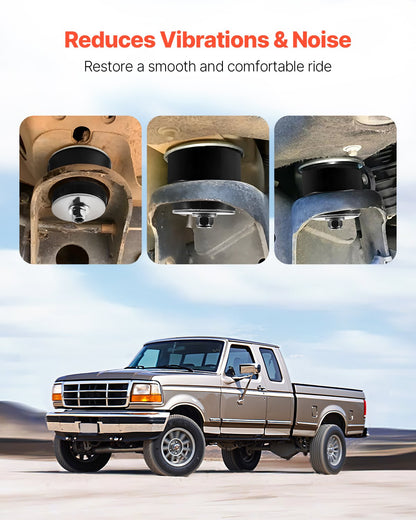 Body Mount Bushing Kit, Compatible with 1980-1998 Ford F150 F250 F350, 62 PCS Polyurethane Body Mount Kit, Quick Replacement, Durable Components for Improving Bumpy Driving Performance, Black