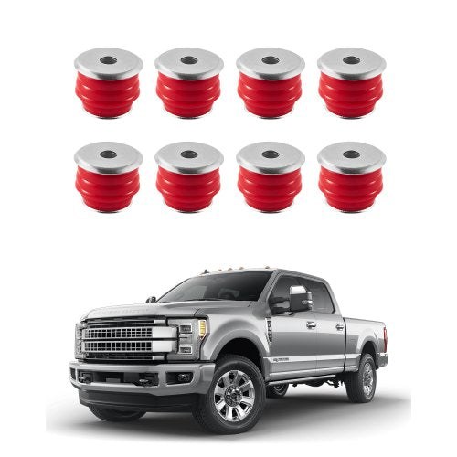 Body Mount Bushing Kit, Compatible with 2008-2016 F250 F350 Super Duty, 60 PCS Polyurethane Body Mount Kit, Quick Replacement, Durable Components for Improving Bumpy Driving Performance, Red