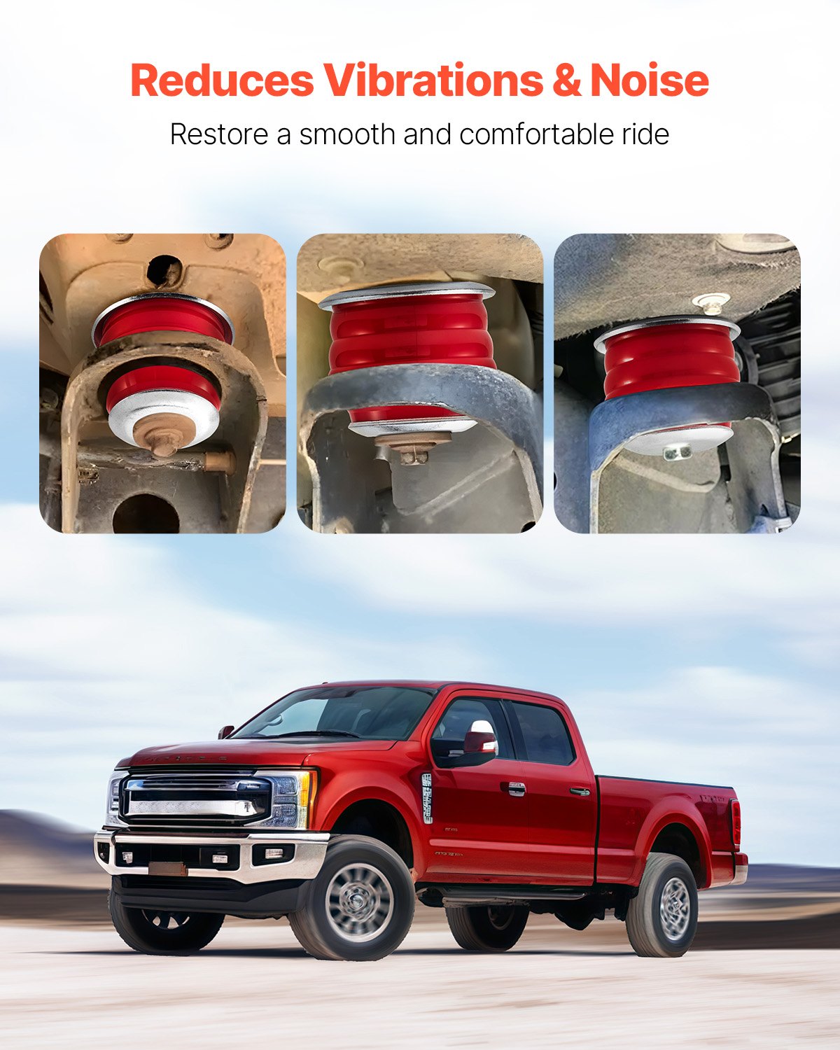 Body Mount Bushing Kit, Compatible with 2008-2016 F250 F350 Super Duty, 60 PCS Polyurethane Body Mount Kit, Quick Replacement, Durable Components for Improving Bumpy Driving Performance, Red