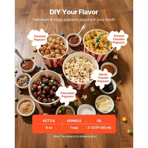 Popcornmaskin med vagn Popcorn Popper Maker 800W 0,2kg Vattenkokare Svart |  EU