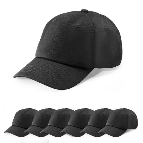 Baseball Cap, Plain Baseball Hat with Breathable Pure Cotton Fabric, Adjustable Size, Blank 12 Pack Bulk Caps Ideal for Running, Workouts or Outdoor Activities, 12 Pcs, Black
