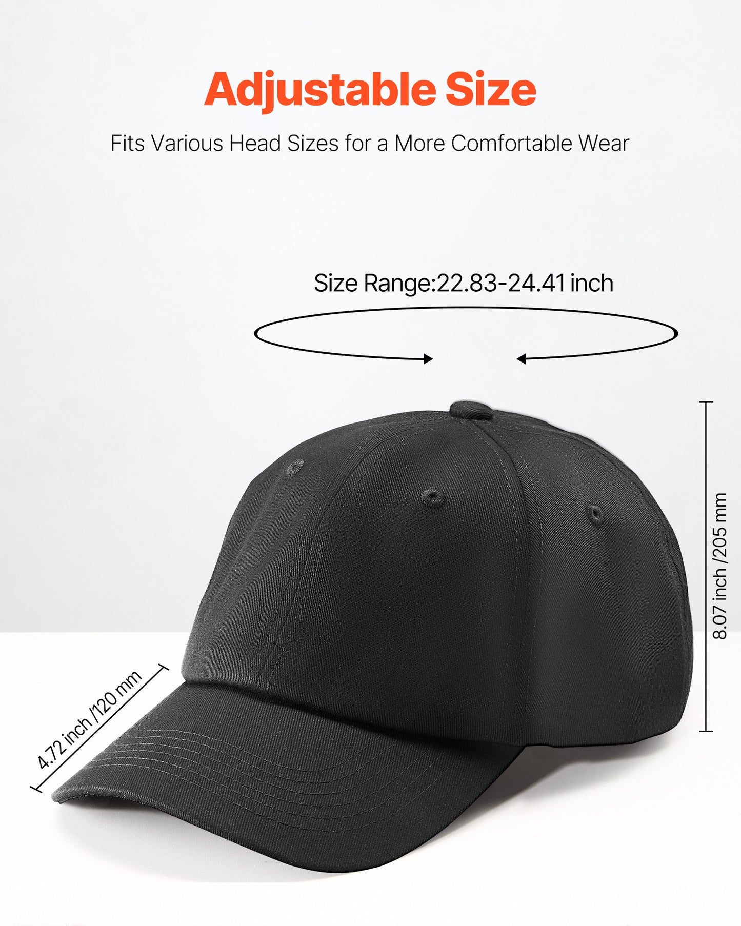 Baseball Cap, Plain Baseball Hat with Breathable Pure Cotton Fabric, Adjustable Size, Blank 12 Pack Bulk Caps Ideal for Running, Workouts or Outdoor Activities, 12 Pcs, Black