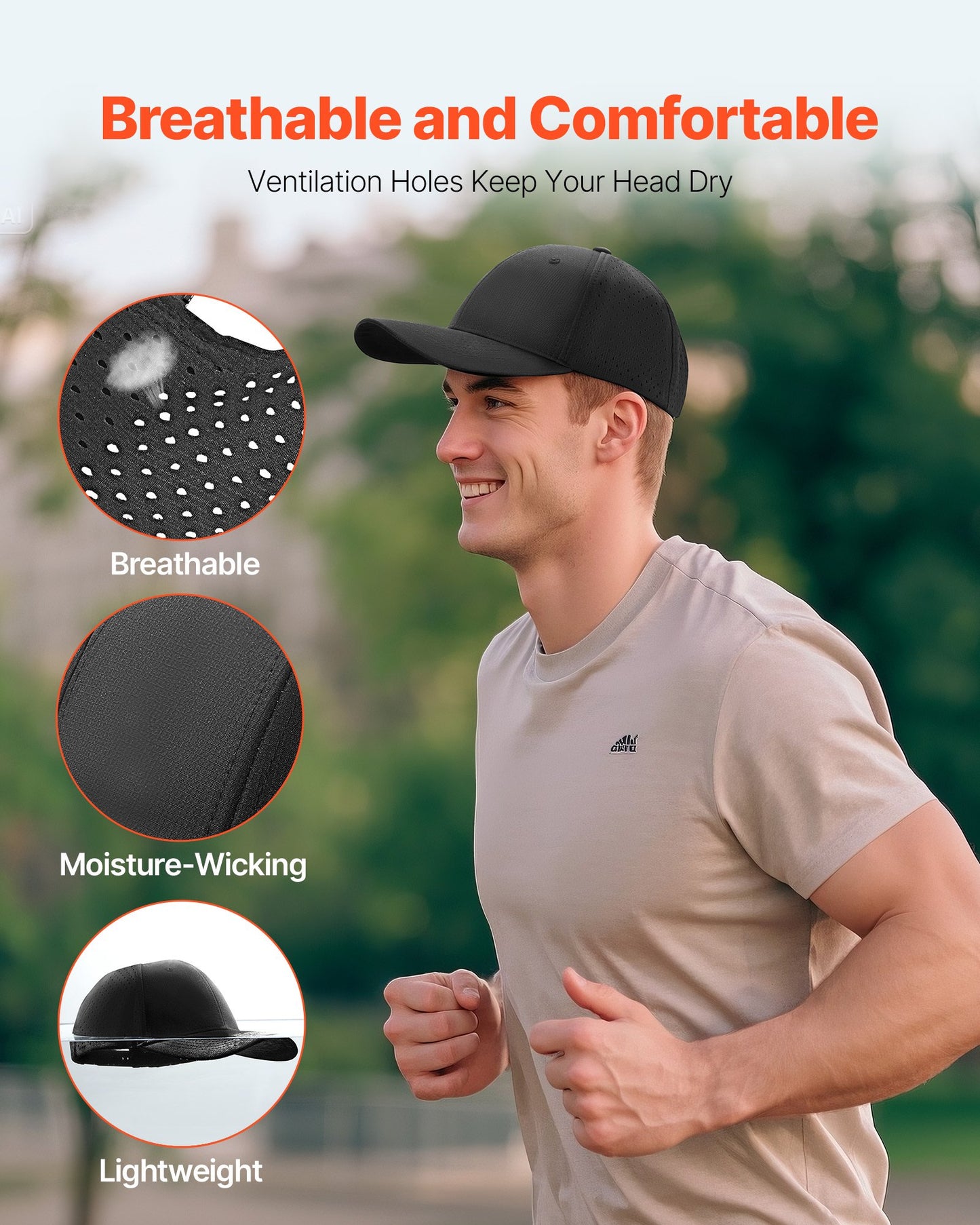 Baseball Cap, Plain Baseball Hat with Breathable Fabric, Adjustable Size, Lightweight Summer Thin Sports Caps Ideal for Running, Workouts, or Outdoor Activities, 1 Pc, Black