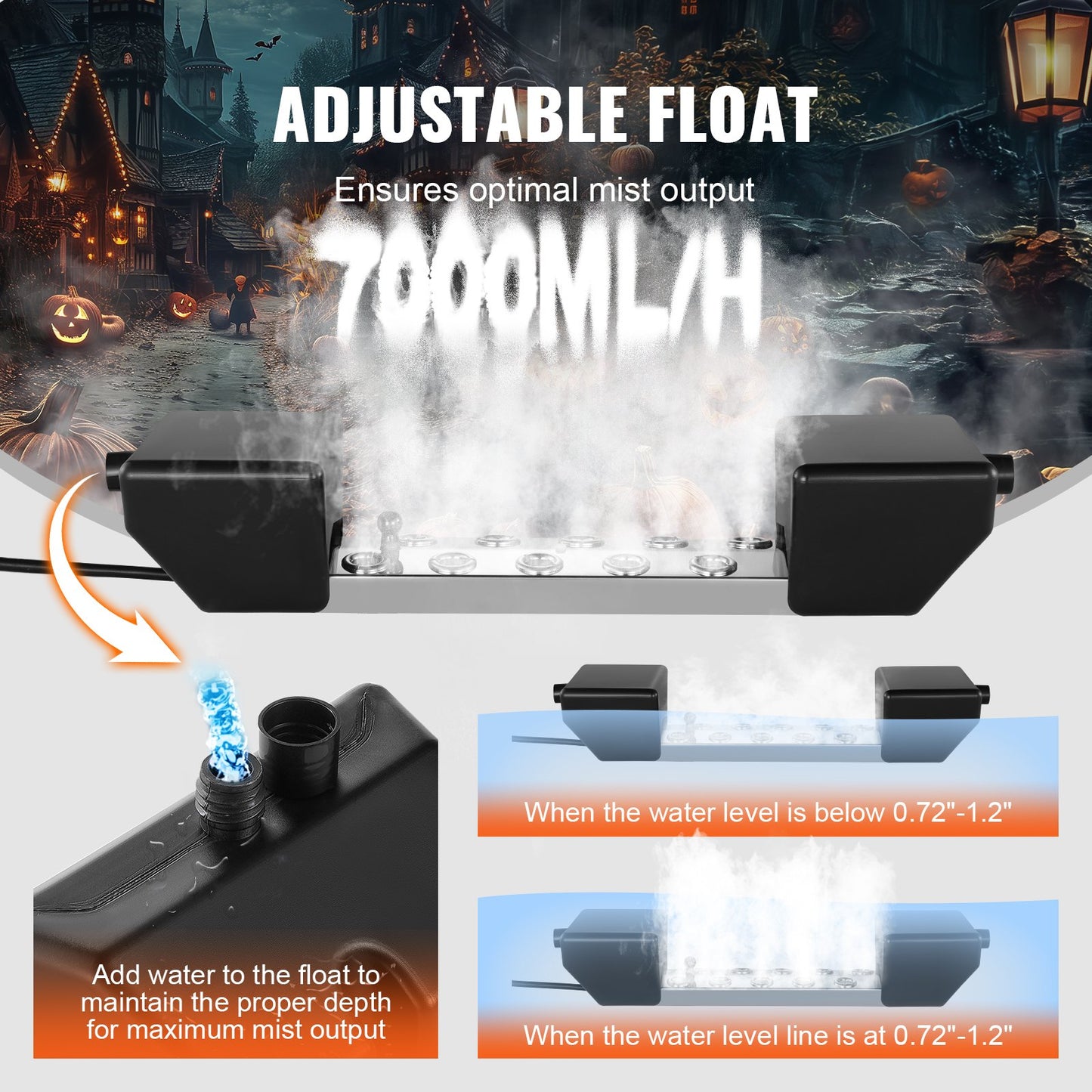 10 Head Ultrasonic Mist Maker 7000mL/H Ultrasonic Fogger IP67 Vattentät