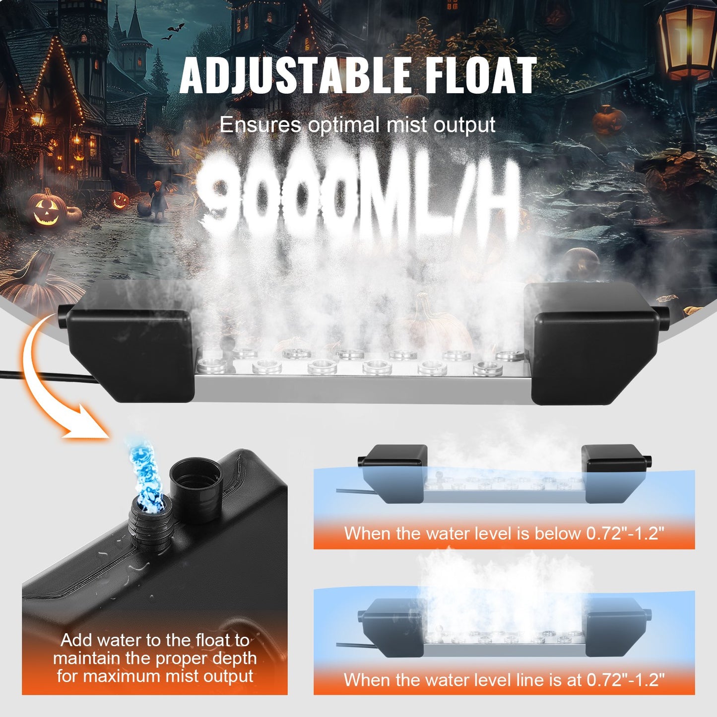 12 Kopf Ultraschall Nebel Maker 9000mL/H Ultraschall Fogger IP67 Wasserdicht