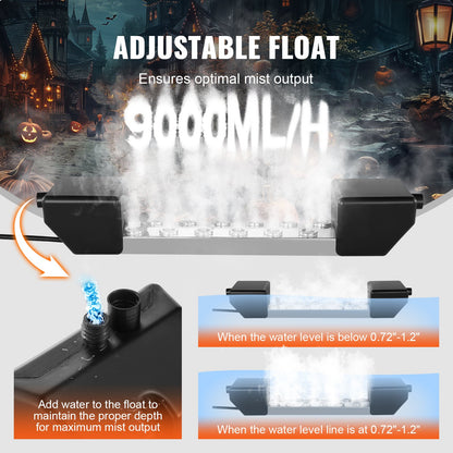 12 Kopf Ultraschall Nebel Maker 9000mL/H Ultraschall Fogger IP67 Wasserdicht