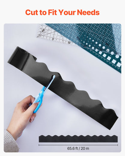 Bulletin Board Border, 65.6 Feet Rolled Border Trim, Scalloped Bulletin Board Paper with Wavy Line Design, Classroom Border for Bulletin Board, School, Classroom, and Locker Decoration, Black