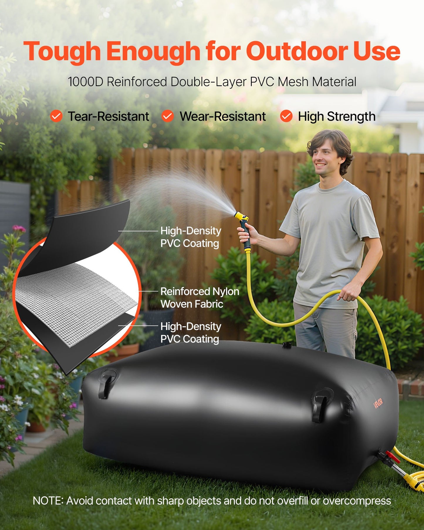 Water Storage Bladder 142.7 Gallon Large Capacity Water Bag, Portable & Collapsible Soft Waters Container, Leakproof & Tear-Resistant PVC Emergency Waters Storage Tank for RV Truck & Outdoor Use