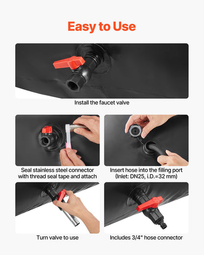 Water Storage Bladder 142.7 Gallon Large Capacity Water Bag, Portable & Collapsible Soft Waters Container, Leakproof & Tear-Resistant PVC Emergency Waters Storage Tank for RV Truck & Outdoor Use