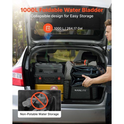 Vattenlagringsblåsa, 1000L Vattenlagringsbehållare, 1000D PVC Storkapacitet Mjuk Påse Blåsa, Hopfällbar Bärbar För Trädgårdsbevattning, Camping, Husbil, Nödanvändning - Svart |  EU