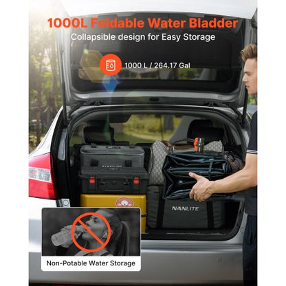 Vattenlagringsblåsa, 1000L Vattenlagringsbehållare, 1000D PVC Storkapacitet Mjuk Påse Blåsa, Hopfällbar Bärbar För Trädgårdsbevattning, Camping, Husbil, Nödanvändning - Svart |  EU