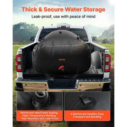 Vattenlagringsblåsa, 1000L Vattenlagringsbehållare, 1000D PVC Storkapacitet Mjuk Påse Blåsa, Hopfällbar Bärbar För Trädgårdsbevattning, Camping, Husbil, Nödanvändning - Svart |  EU