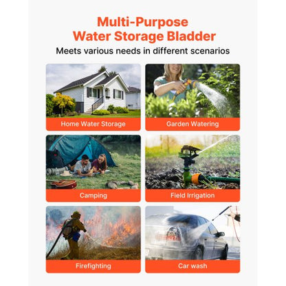 Vattenlagringsblåsa, 1000L Vattenlagringsbehållare, 1000D PVC Storkapacitet Mjuk Påse Blåsa, Hopfällbar Bärbar För Trädgårdsbevattning, Camping, Husbil, Nödanvändning - Svart |  EU