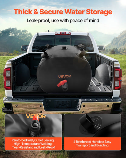 Water Storage Bladder, 29.85 Gallon (113L) Water Storage Container Tank, 1000D PVC Thickened Soft Bag Bladder, Collapsible Portable for Garden Irrigation, Camping, RVs, Emergency Use - Black