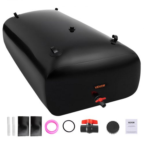Water Storage Bladder, 87 Gallon (330L) Water Storage Container Tank, 1000D PVC Large Capacity Soft Bag Bladder, Collapsible Portable for Garden Irrigation, Camping, RVs, Emergency Use - Black