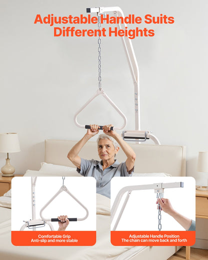 Trapeze Bar for Bed Mobility, Bed Trapeze with Clamps and Floor Stand, 250LBS Weight Capacity Bed Pull Up Assist for Elderly, Patients & Disabled, Suitable for Home Care, Hospital, Nursing Home